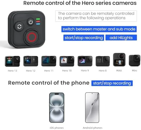 Detail shot of the Bluetooth Remote Control for Insta360 X5/X4/X3/X2/Go 3S/ACE Pro 2, GoPro features