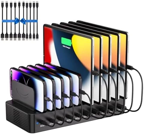 Overview of the 100W Charging Station for Multiple Devices, 10-Port USB Fast Charger