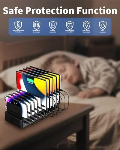 The 100W Charging Station for Multiple Devices, 10-Port USB Fast Charger in real use
