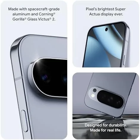 The Pixel 10 Pro camera interface showing the triple lens modes on screen
