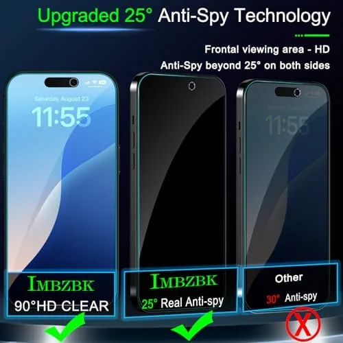Close look at the IMBZBK 3Pack Privacy Screen Protector for iPhone 17 Pro Max build quality