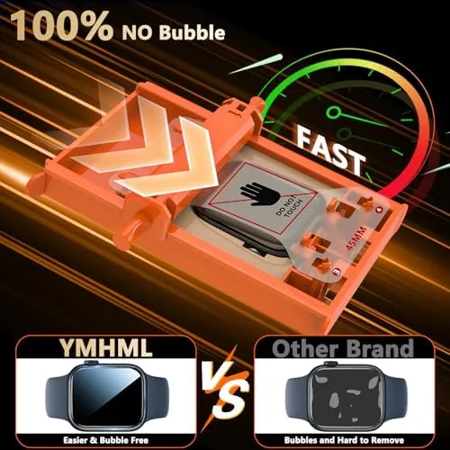 Close look at the YMHML 2 Pack Tempered Glass Screen Protector for Apple Watch build quality