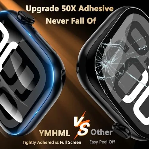 The YMHML 2 Pack Tempered Glass Screen Protector for Apple Watch in real use