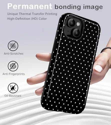 Close look at the for iPhone 13/14 Cute Polka Dot Phone Case, Black | build quality