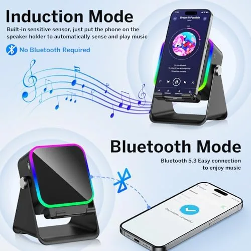 Close look at the MILOUZ Wireless Induction Speaker 5-in-1 Bluetooth Speaker with Phone Stand build quality