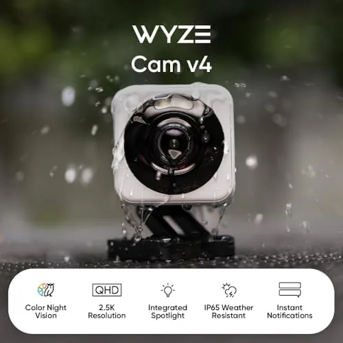 Close up of the WYZE Cam v4 lens and spotlight