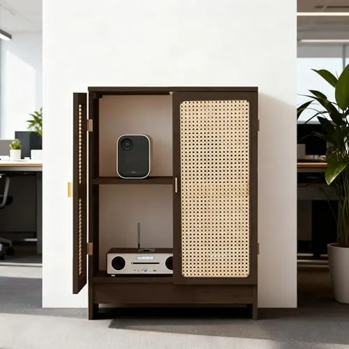 Close look at the WiFi Router Storage Cabinet, Bamboo Router Cabinet with Adjustable Shelves build quality