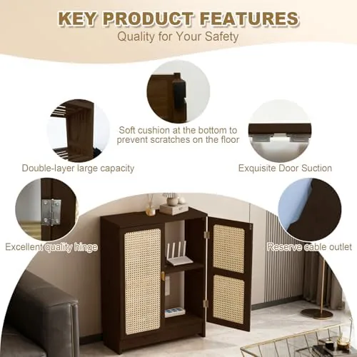 Another view of the WiFi Router Storage Cabinet, Bamboo Router Cabinet with Adjustable Shelves