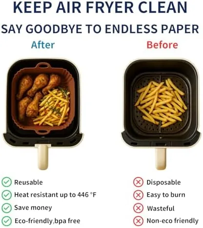 The Boribim 9 Inch Large Air Fryer Silicone Liners - 2 in real use