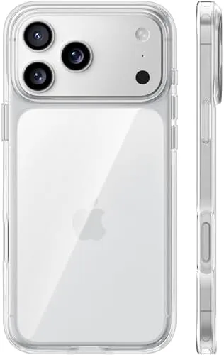The TORRAS crystal clear case on an iPhone 17 Pro showing the transparent back