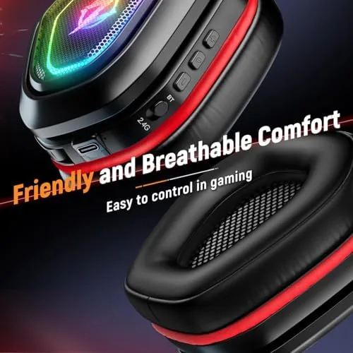 The headset and its transmitters laid out with a controller