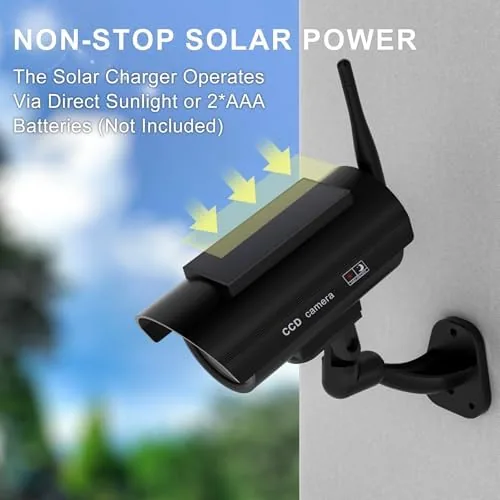 The WALI Solar Powered Fake Security Camera, Red Light & Antenna in real use