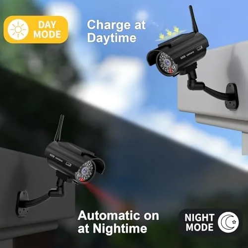 Another view of the WALI Solar Powered Fake Security Camera, Red Light & Antenna