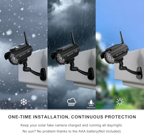 The WALI Solar Powered Fake Security Camera, Red Light & Antenna compared in context
