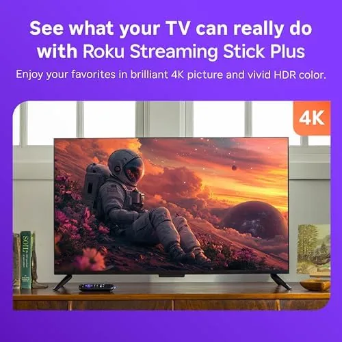 The Roku Streaming Stick Plus 4K HDR TV Streaming Device with in real use