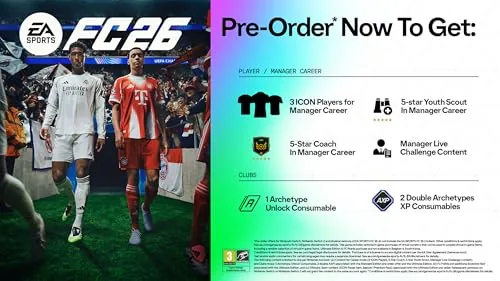The FC 26 main menu on PlayStation 4 showing Ultimate Team and Career Mode tiles