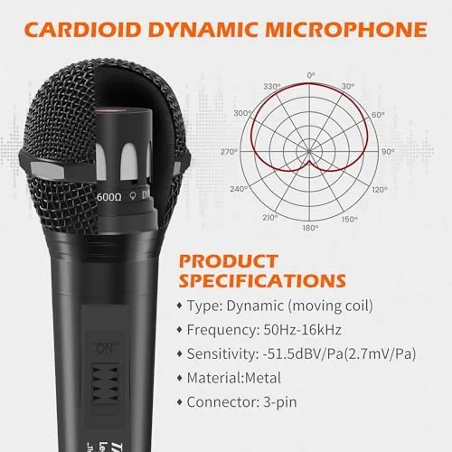 Close look at the Wired Microphone for Singing, Metal Female, ON/Off Switch, Professional Vocal build quality