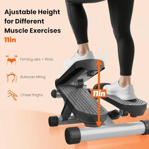 The stepper being used next to a sofa while watching television