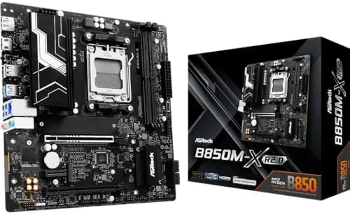 The ASRock B850M-X R2.0 micro-ATX motherboard sitting on an antistatic bag