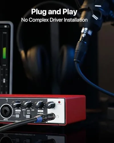 Another view of the 2x2 USB-C Audio Interface for PC/Mac Recording, 24-bit/192kHz, Dual TS/XLR