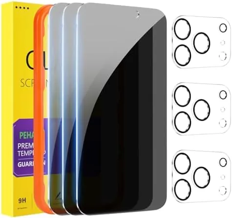 The PEHAEL privacy screen protector installed on an iPhone 17 Pro Max