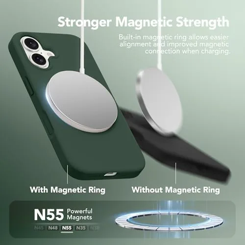 Close look at the GONEZ Magnetic for iPhone 17 Case, Silicone Cover Army Green build quality