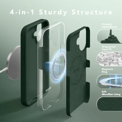 The GONEZ Magnetic for iPhone 17 Case, Silicone Cover Army Green in real use