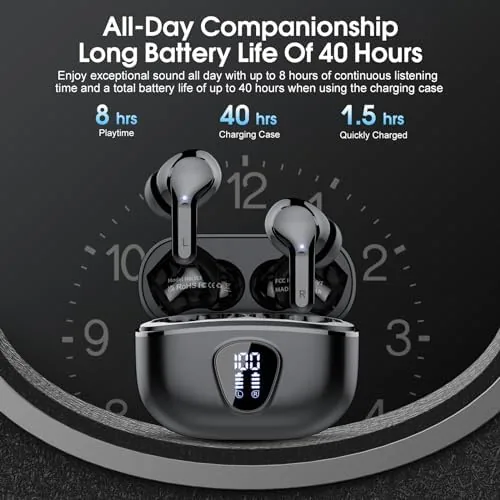 Another view of the Wireless Earbuds, Bluetooth 5.4 Headphones HiFi Stereo, Bluetooth Earbuds |