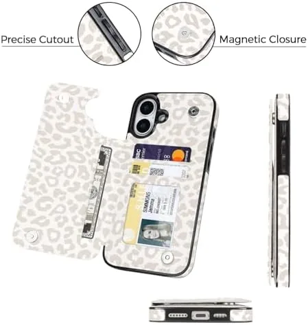 The uCOLOR for iPhone 17 Wallet Case Flip Beige Leopard | in real use