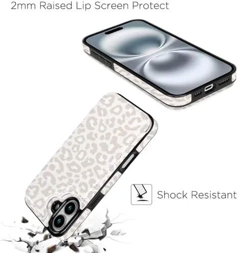 Another view of the uCOLOR for iPhone 17 Wallet Case Flip Beige Leopard |