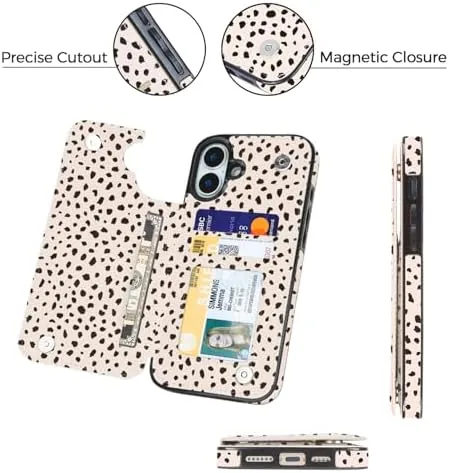 The uCOLOR for iPhone 17 Wallet Case Flip Almond Latte Polka in real use