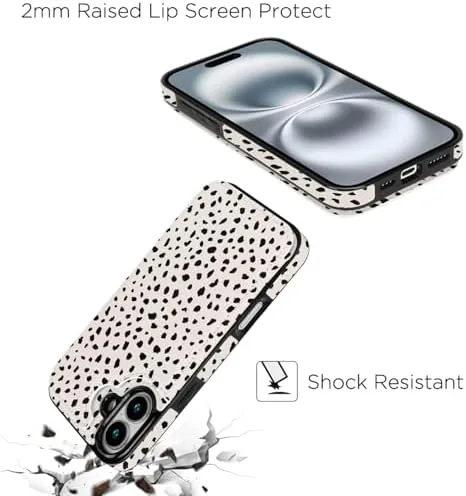 Another view of the uCOLOR for iPhone 17 Wallet Case Flip Almond Latte Polka