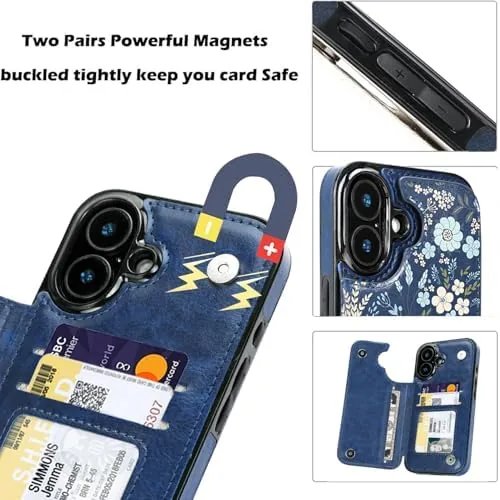 The uCOLOR for iPhone 17 Wallet Case Flip Blue Daisy | in real use