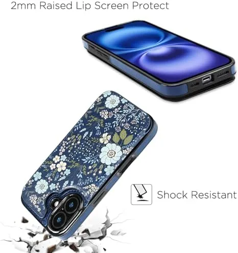 The uCOLOR for iPhone 17 Wallet Case Flip Blue Daisy | compared in context
