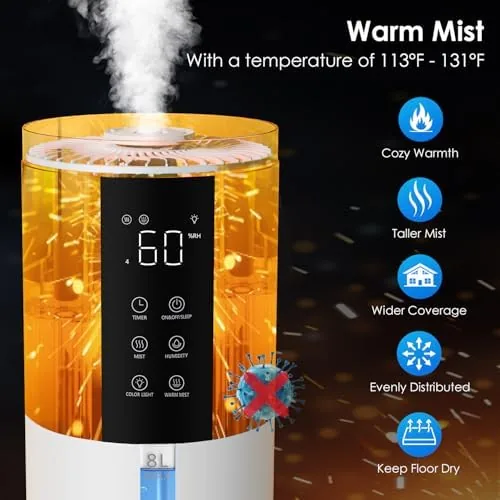 Close look at the Humidifier for Large Room, 2.11Gal Cool & Warm Mist,Top Fill build quality