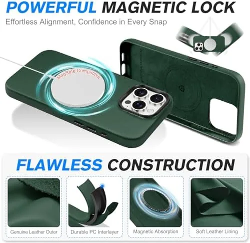Another view of the SHIELDON Genuine Leather Case for iPhone 16 Pro 6.3" 2024