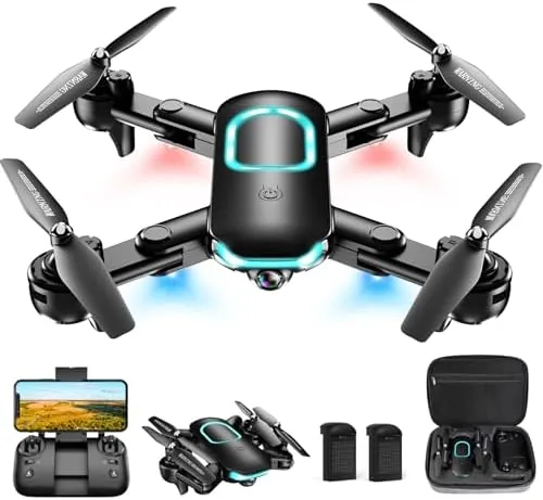 Foldable beginner drone with 1080P camera in hand