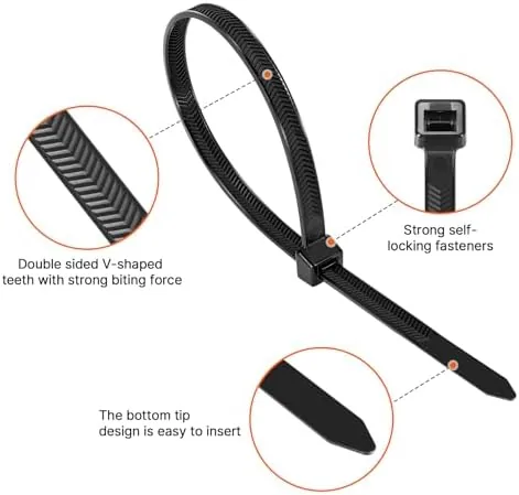 Close look at the Zip Ties Heavy Duty ，12+12+18 Inch V-Shaped Toothed Double Sided build quality