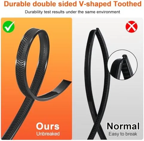 Another view of the Zip Ties Heavy Duty ，12+12+18 Inch V-Shaped Toothed Double Sided