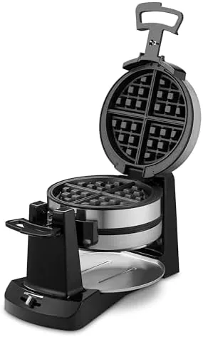 The Cuisinart Double Flip Belgian waffle maker on a kitchen counter