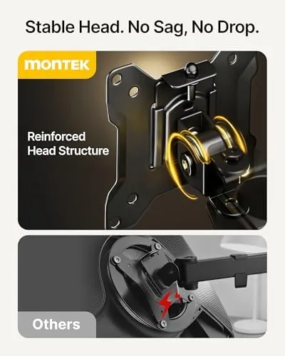 Close look at the monTEK Heavy-Duty Dual Monitor Stand for 17-32", 22 lbs Each build quality