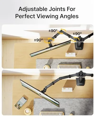 Another view of the monTEK Heavy-Duty Dual Monitor Stand for 17-32", 22 lbs Each