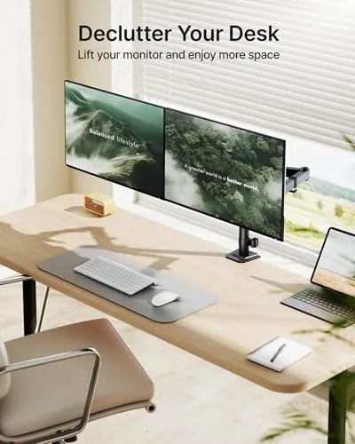 The monTEK Heavy-Duty Dual Monitor Stand for 17-32", 22 lbs Each compared in context