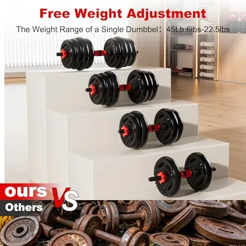Another view of the Adjustable Dumbbell Set,20/30/45/70/90lbs Free Weight with Connector | 5 in1