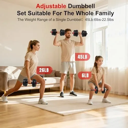 The Adjustable Dumbbell Set,20/30/45/70/90lbs Free Weight with Connector | 5 in1 compared in context