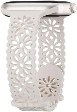 The Slim lace floral Apple Watch band in natural light