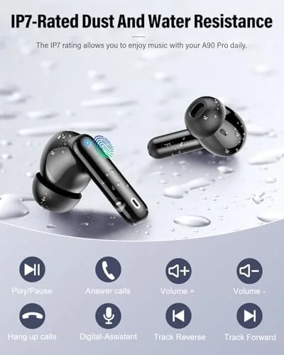 The earbuds paired with a phone showing the Bluetooth connection
