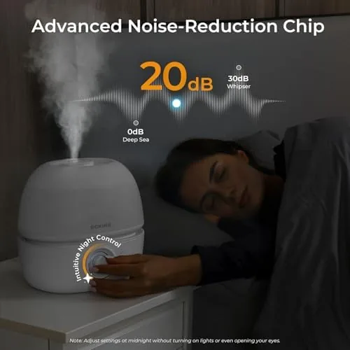 The BOXING 3L Top Fill Humidifiers for Bedroom, 20dB Quiet Air in real use