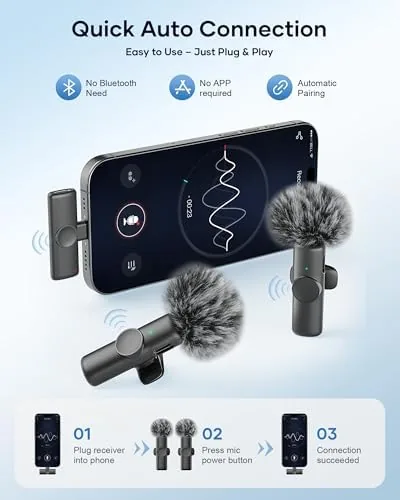 Close look at the Wireless Microphone for iPhone iPad and Android Phone, 2 Pack build quality