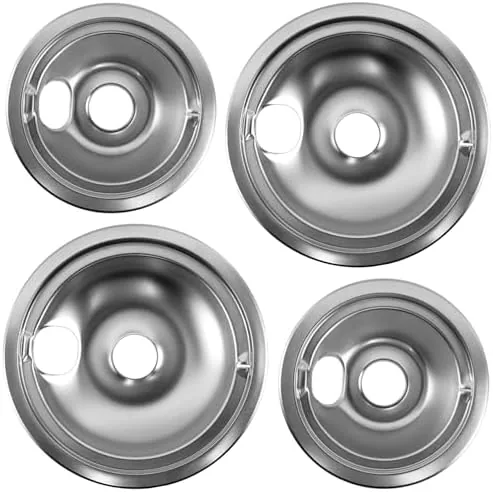 WB31T10010 WB31T10011 Chrome Drip Pans Set (4 Pack) 2x6" & 2x8" | Replacement for Review: Tested and Rated